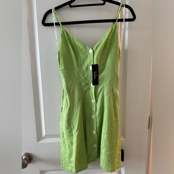 Lime green linen mini dress - Picture 5 of 5